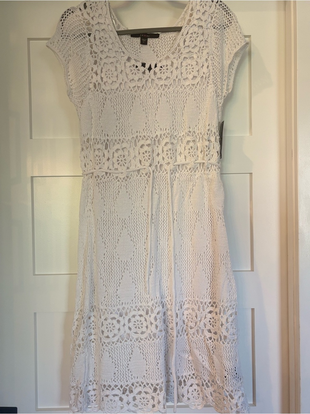 Fever White Crochet Knit Tank Dress